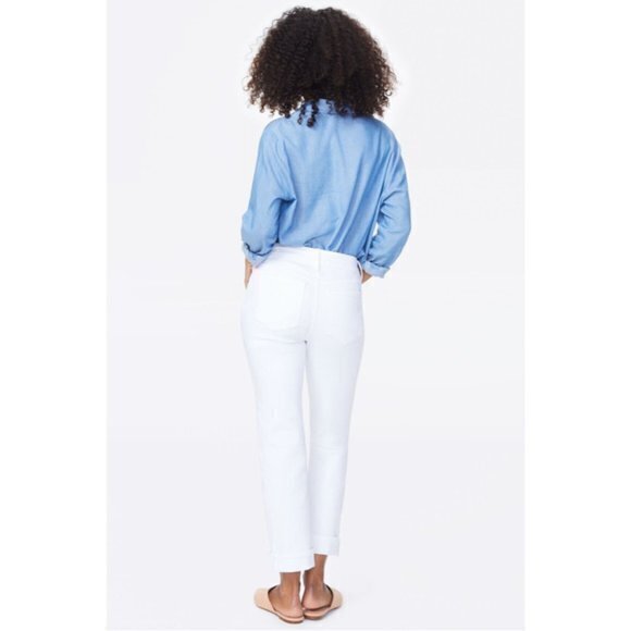 NYDJ Marilyn Straight Ankle Cuffed Jeans OPTIC WHITE SIZE 6 - Picture 4 of 13